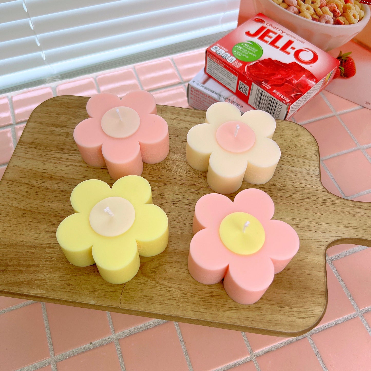 Retro Flower Candle | Customize Candles | Home Decor | Pastel Danish Home Decor | Cool Candles | Decorative Candles | Scented Candle |