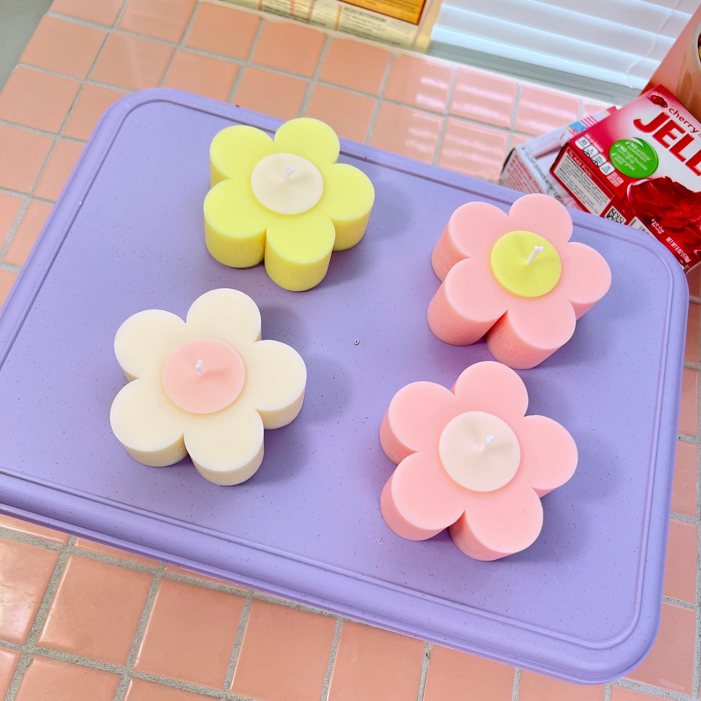 Retro Flower Candle | Customize Candles | Home Decor | Pastel Danish Home Decor | Cool Candles | Decorative Candles | Scented Candle |