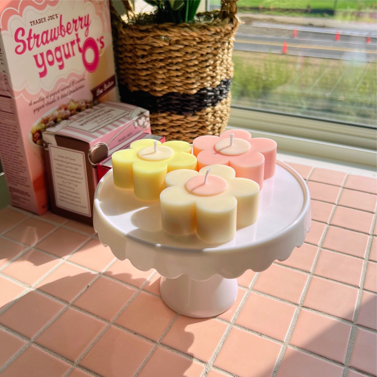 Retro Flower Candle | Customize Candles | Home Decor | Pastel Danish Home Decor | Cool Candles | Decorative Candles | Scented Candle |