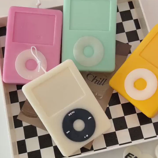 MP3 player candle, iPod Candle, Pastel Danish Home Decor, Retro room decor, aesthetic candles, aesthetic home decor, decorative candle