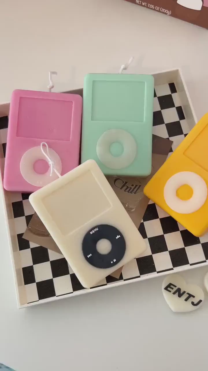 MP3 player candle, iPod Candle, Pastel Danish Home Decor, Retro room decor, aesthetic candles, aesthetic home decor, decorative candle