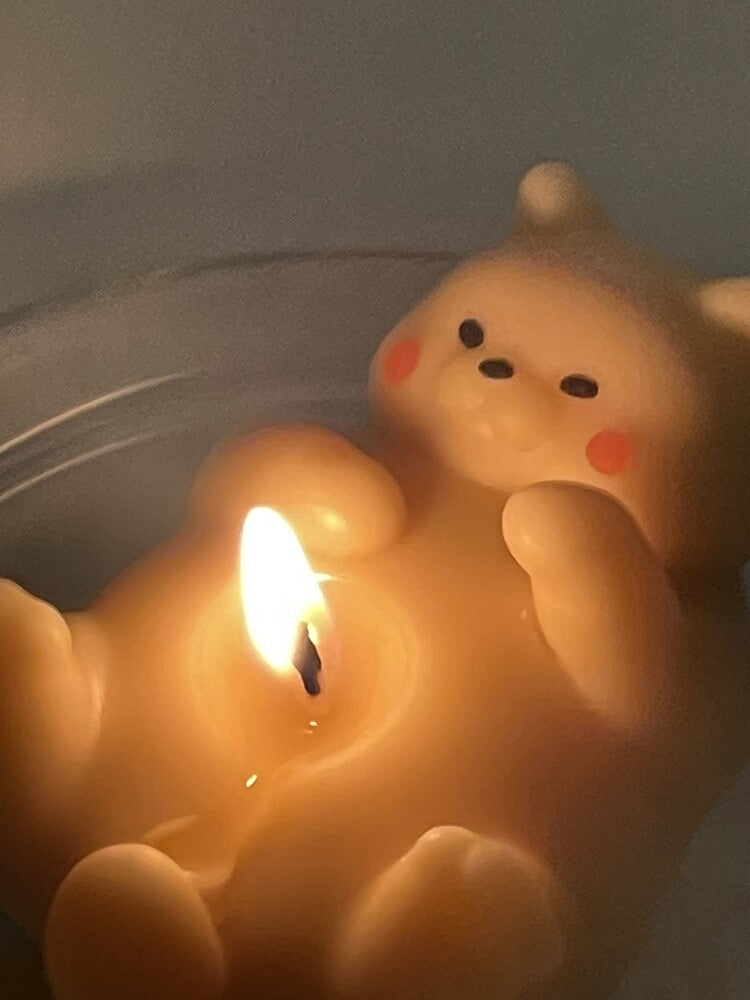 Fat cat candle with bell