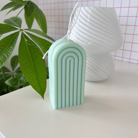 Arch Candle | Geometry Candle | Retro Home Decor | Pastel Danish Home Decor | Wave Candles | Decorative Candles | Mint Color Decor |