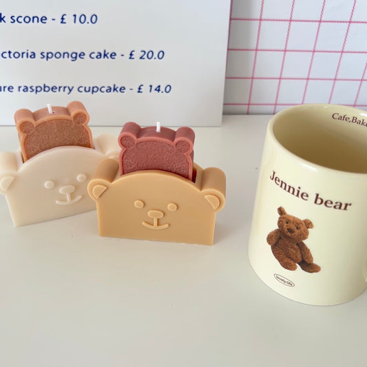 Bear Toaster Candle | Aesthetic Room Decor | Retro Home Decor | Pastel Danish Home Decor | Cool Candles | Decorative Candles |