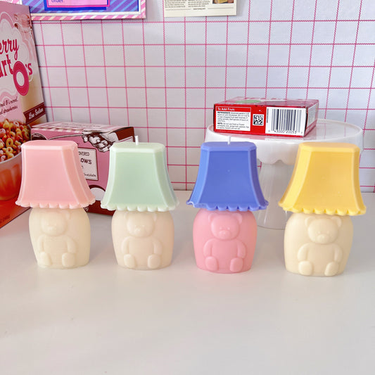 Bear Lamp Candle, Retro Home Decor, Aesthetic Room Decor, Pastel Danish Room Decor, Decorative Candle, Baby Shower Gift, Kids room decor