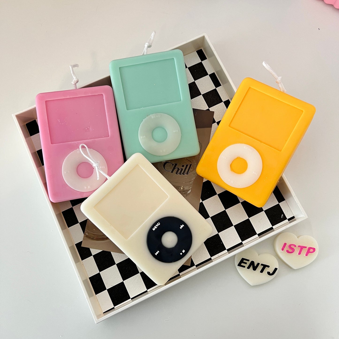 MP3 player candle, iPod Candle, Pastel Danish Home Decor, Retro room decor, aesthetic candles, aesthetic home decor, decorative candle