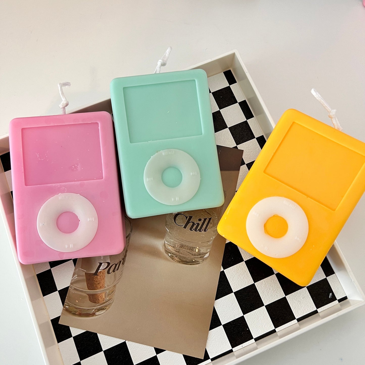 MP3 player candle, iPod Candle, Pastel Danish Home Decor, Retro room decor, aesthetic candles, aesthetic home decor, decorative candle