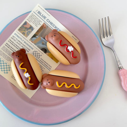 Bear Hotdog candle, bear decor, hotdog decor, cute room decor, aesthetic room decor, cute gifts, gifts for her/him, housewarming gifts