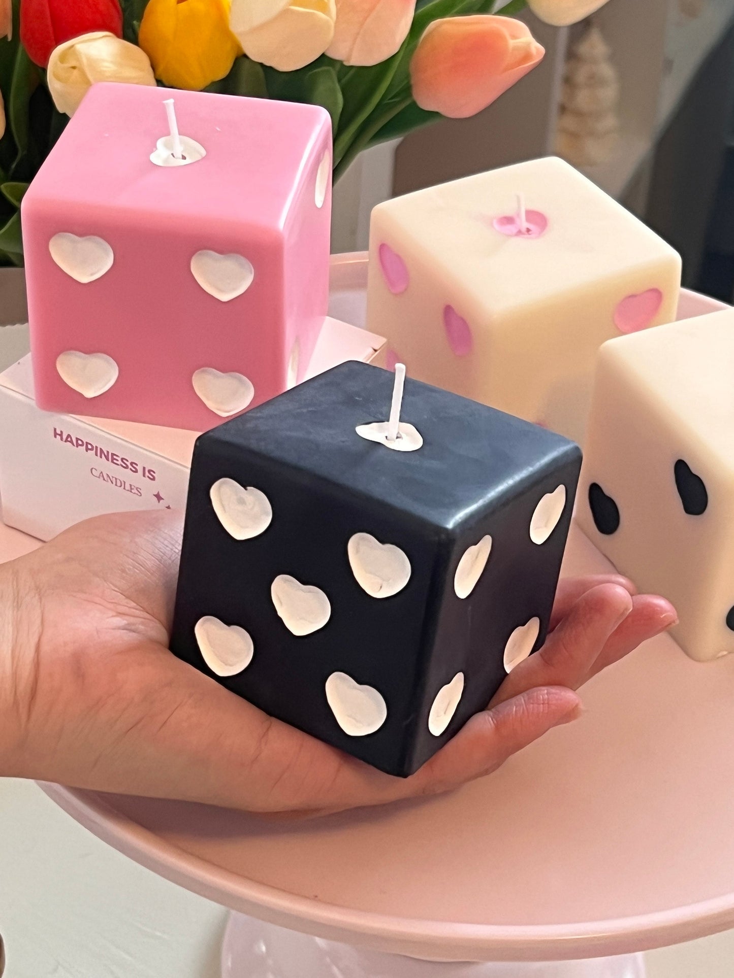 Heart Dice candle, dice decor, y2k decor, room decor,retro home decor, desk decor, pastel danish,aesthetic room, retro decor,