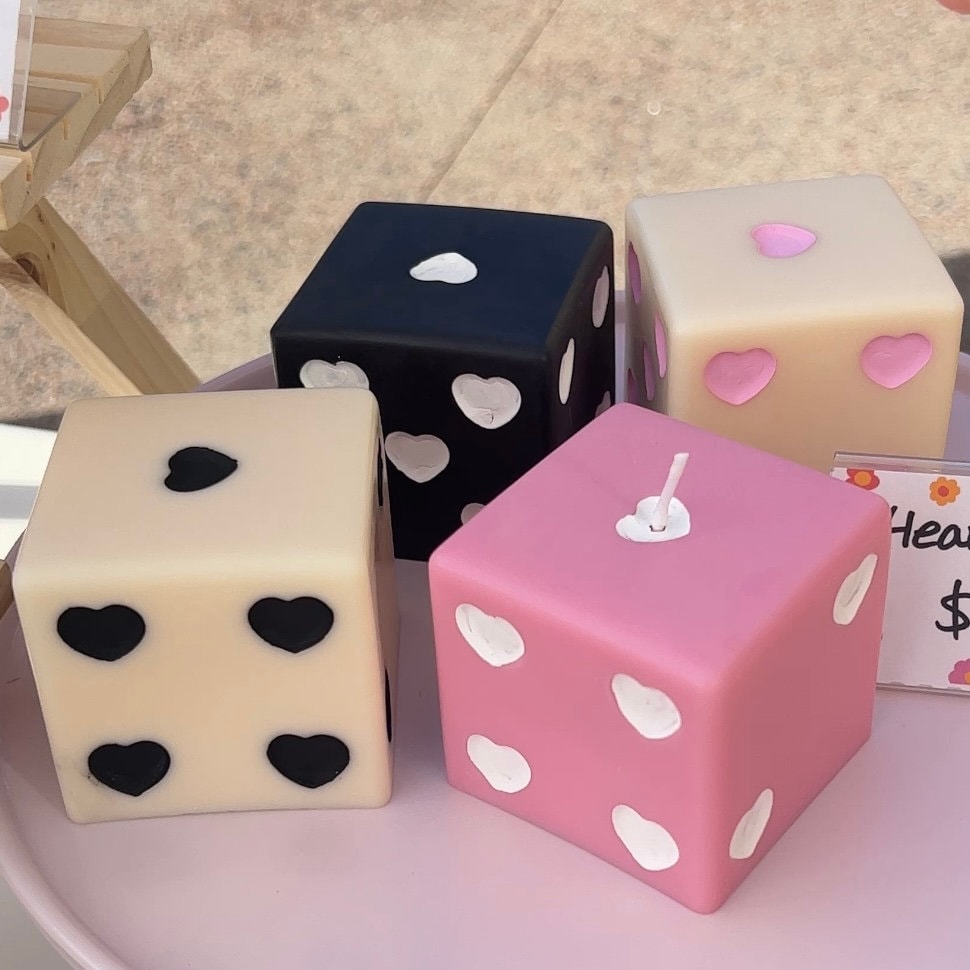 Heart Dice candle, dice decor, y2k decor, room decor,retro home decor, desk decor, pastel danish,aesthetic room, retro decor,