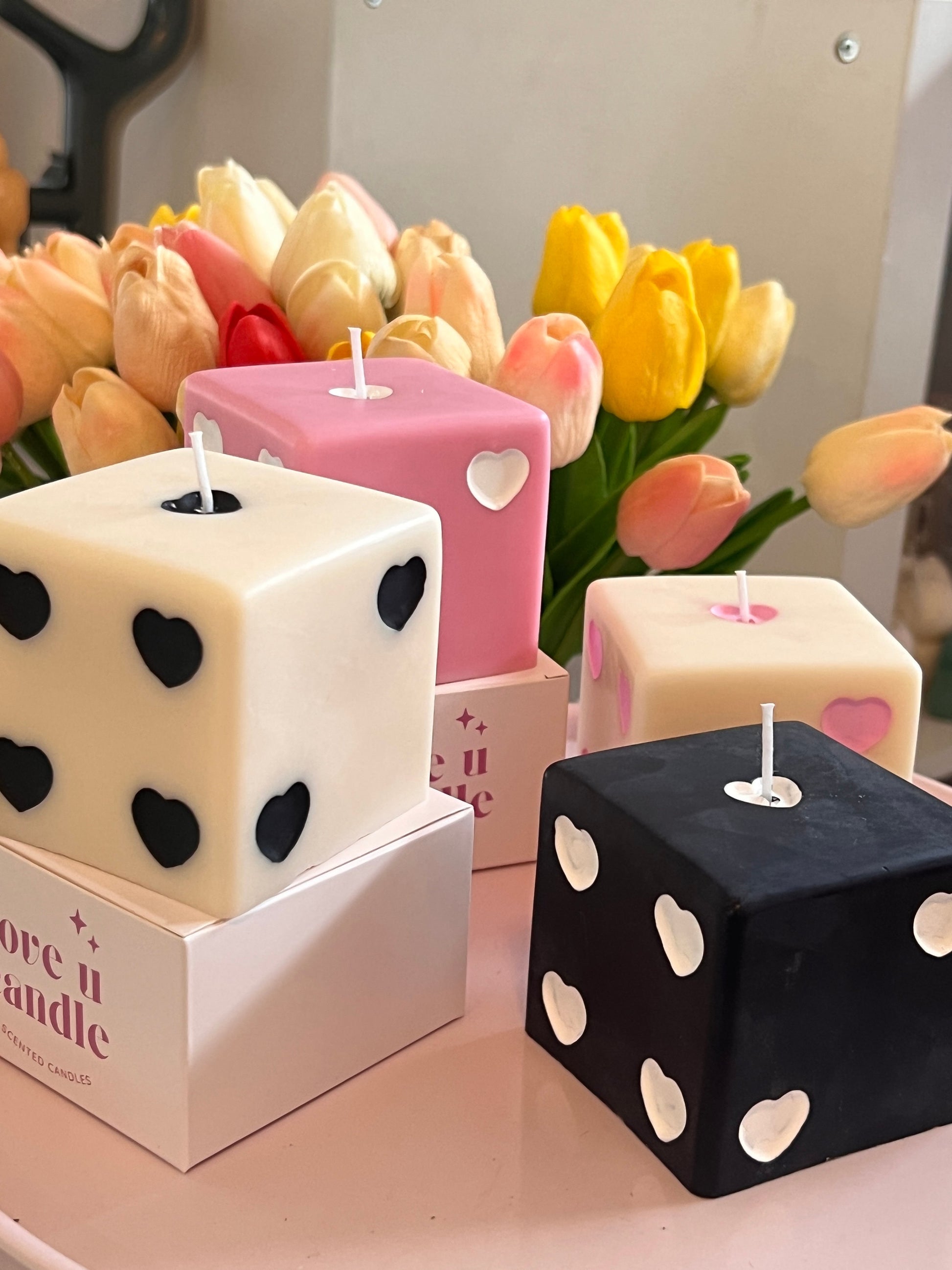 Heart Dice candle, dice decor, y2k decor, room decor,retro home decor, desk decor, pastel danish,aesthetic room, retro decor,