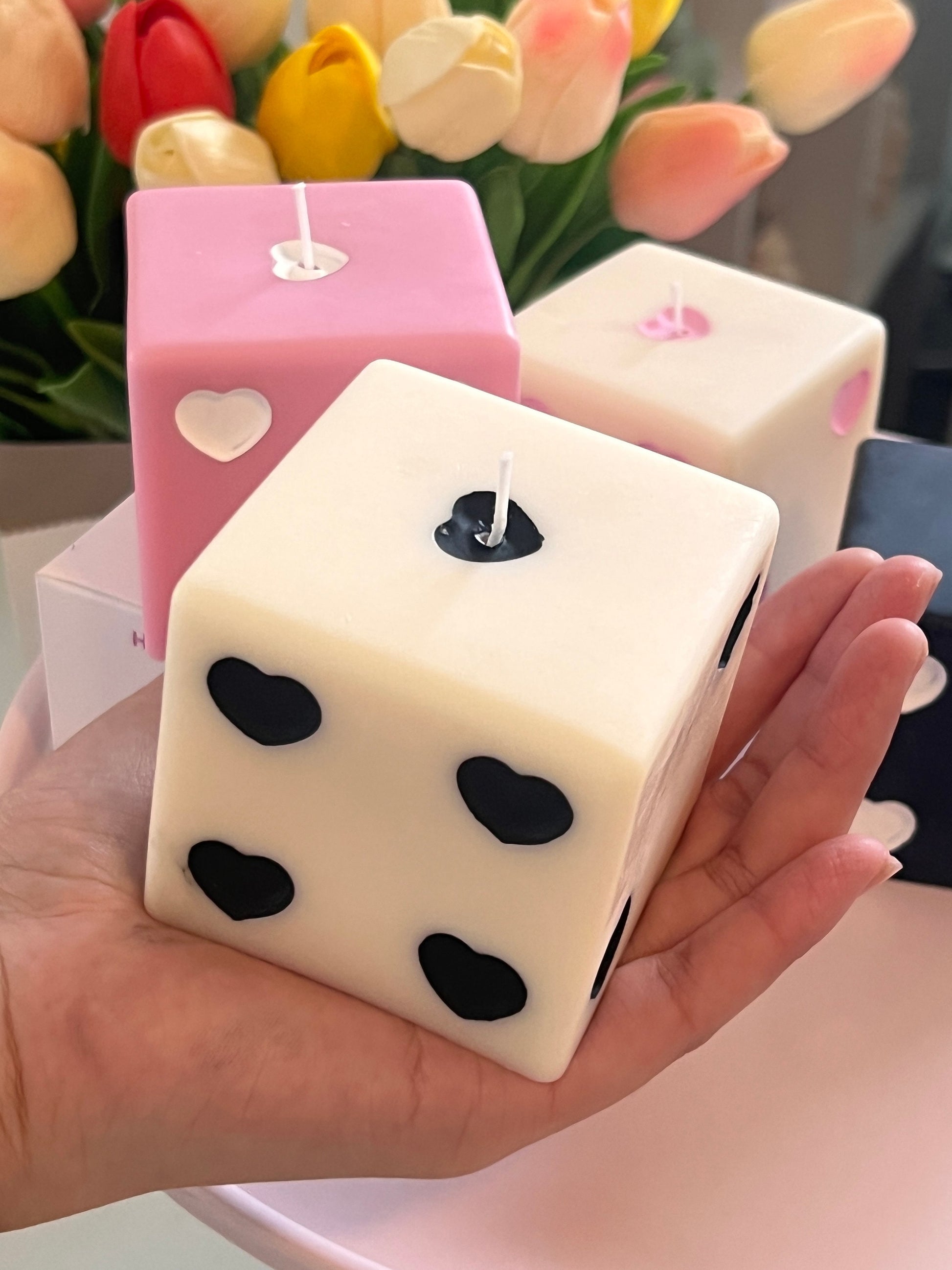 Heart Dice candle, dice decor, y2k decor, room decor,retro home decor, desk decor, pastel danish,aesthetic room, retro decor,