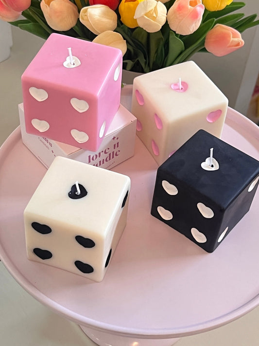 Heart Dice candle, dice decor, y2k decor, room decor,retro home decor, desk decor, pastel danish,aesthetic room, retro decor,
